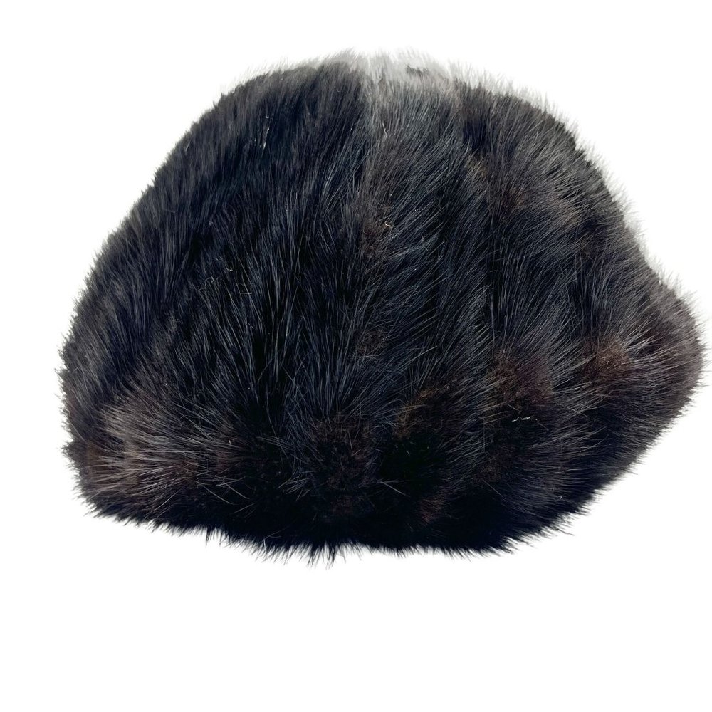 Vintage Styled by Coralie Brown Black Fur Hat Elastic Headband